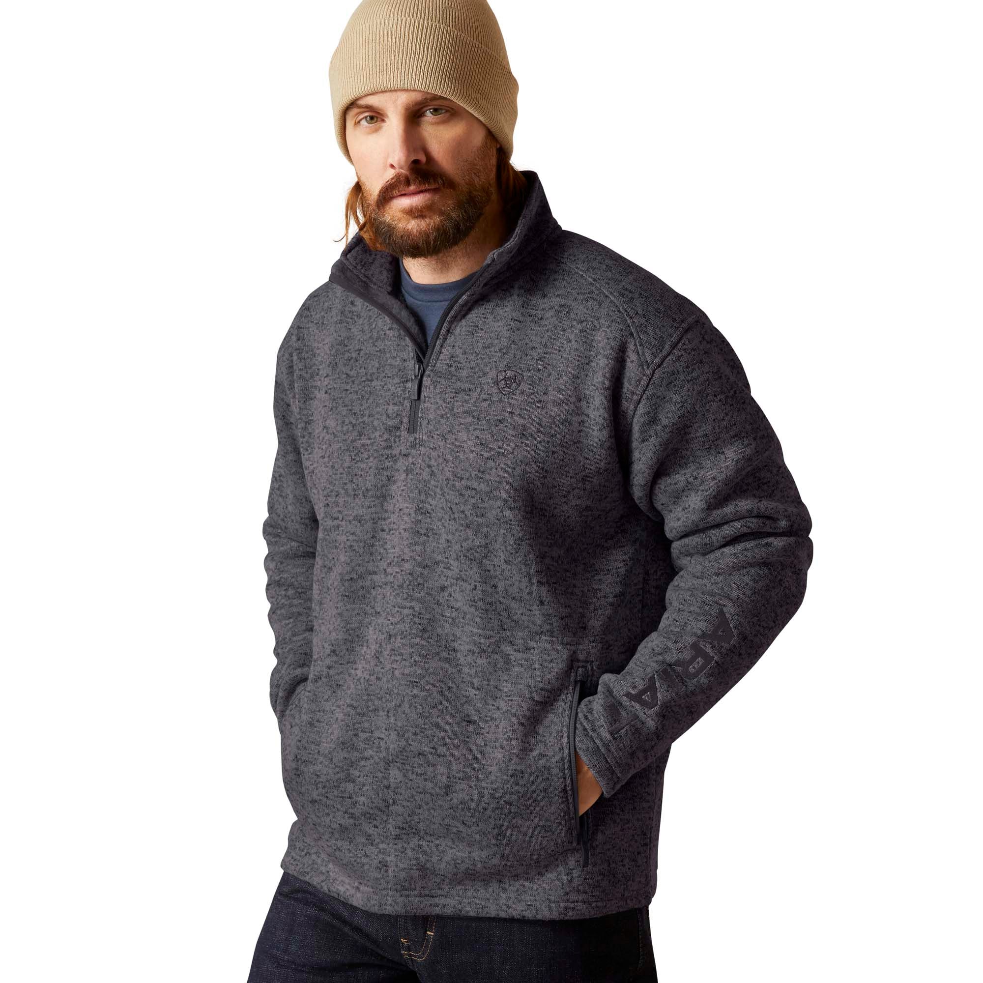 Ariat Mens Caldwell Khaki Quarter Zip Sweater