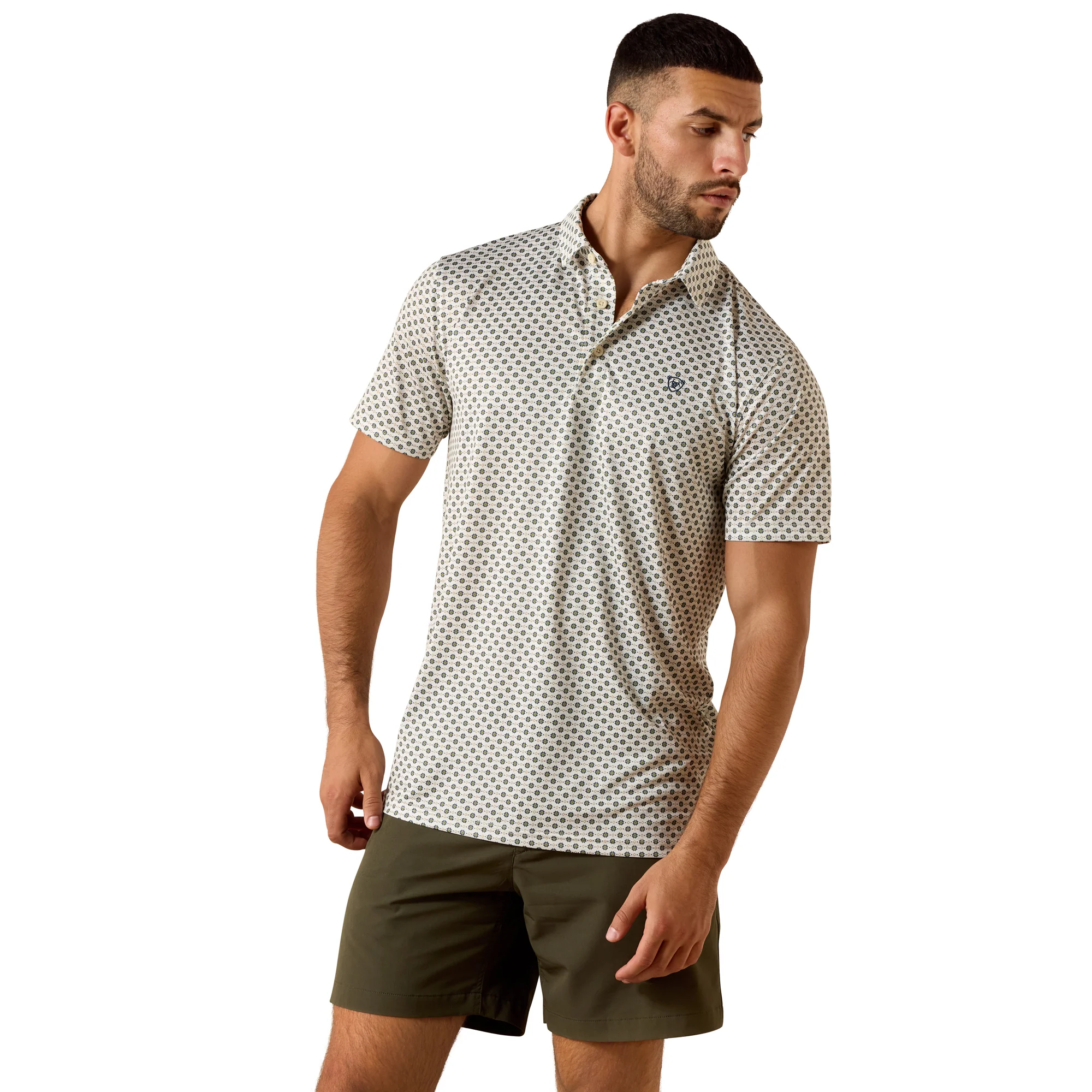 Ariat Mens Geo All Over Print Classic Fit Polo
