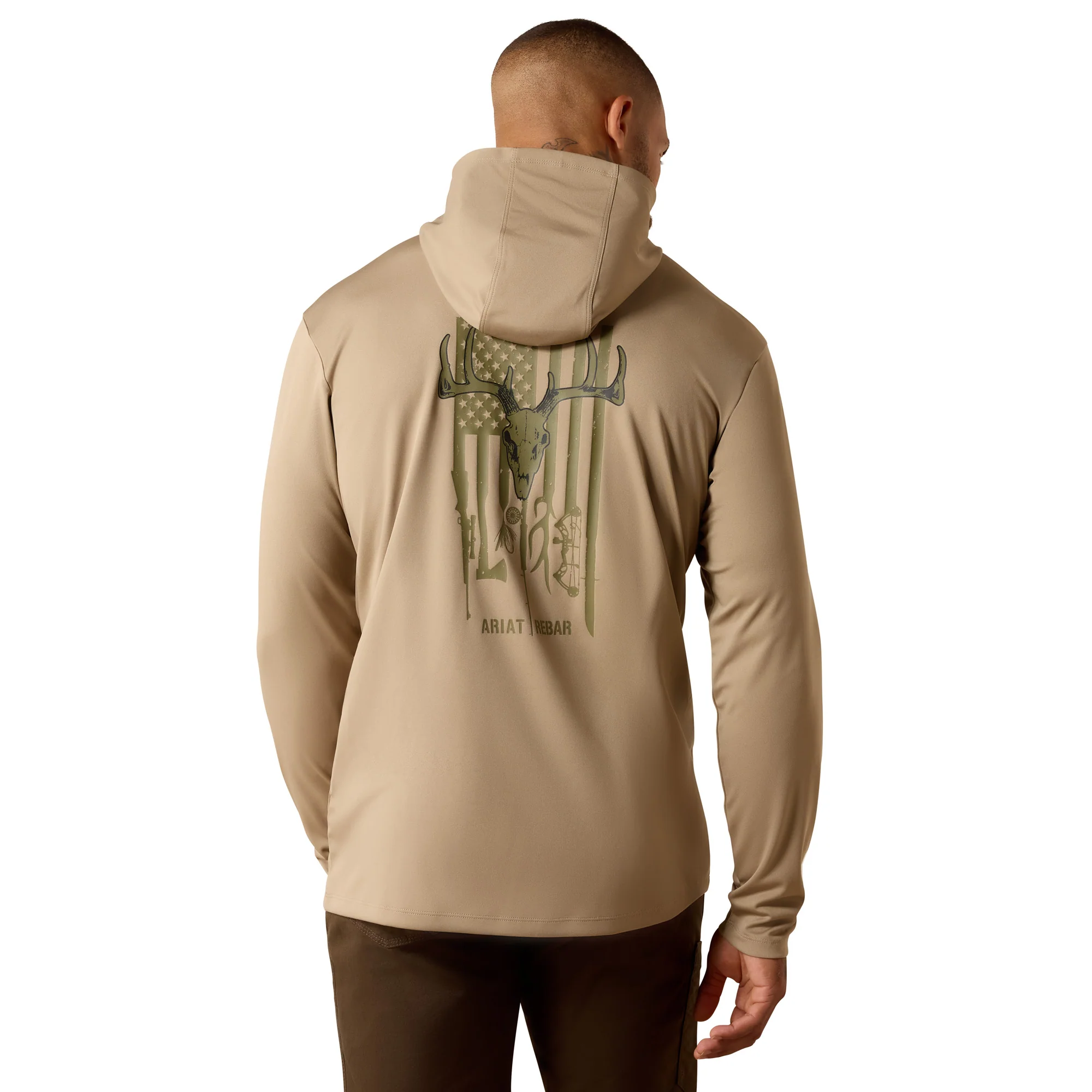 Ariat Mens Rebar Sunblocker Outdoor Hooded Classic Fit Long Sleeve T-Shirt - Image 2