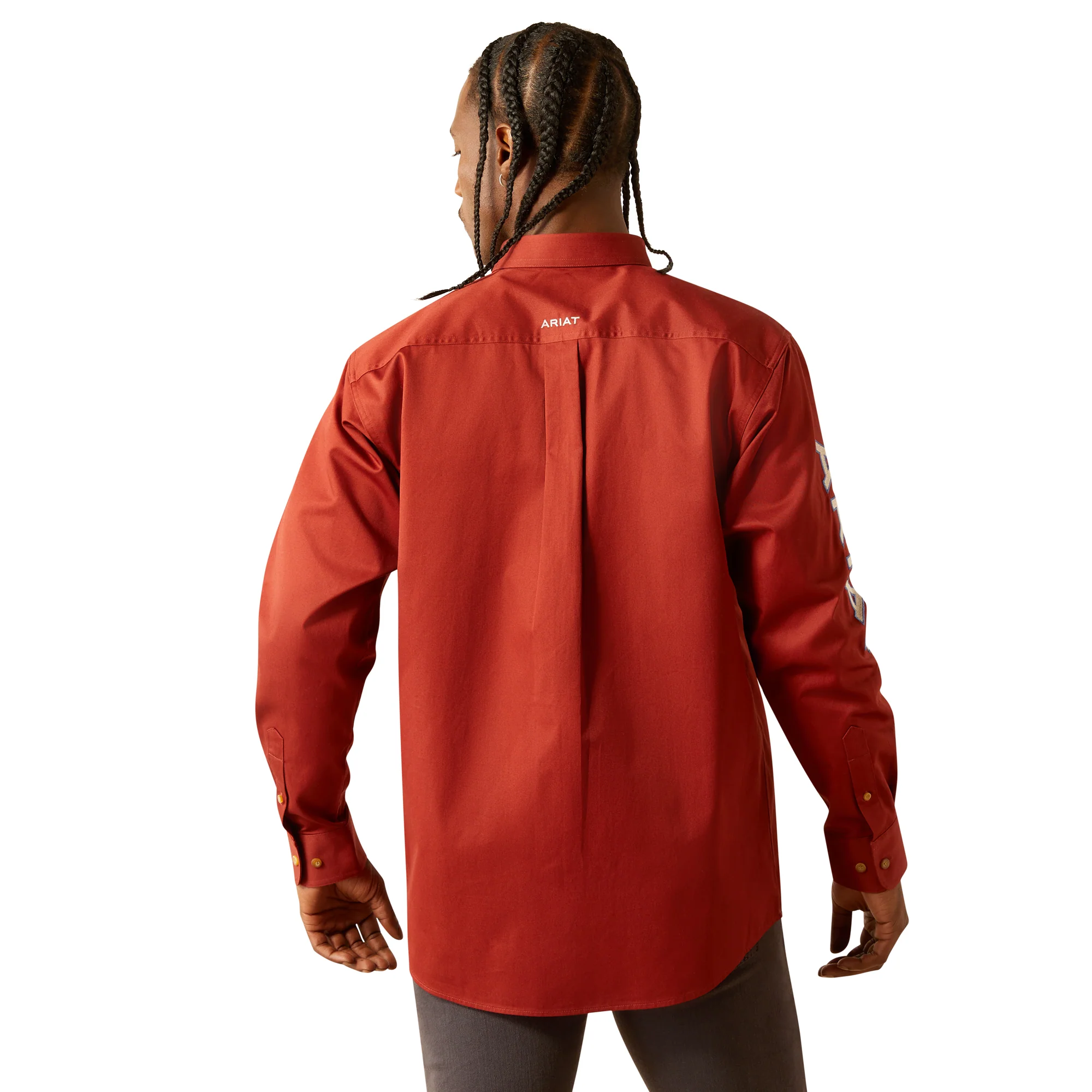 Ariat Mens Red Team Logo Twill Classic Fit Shirt - Image 2