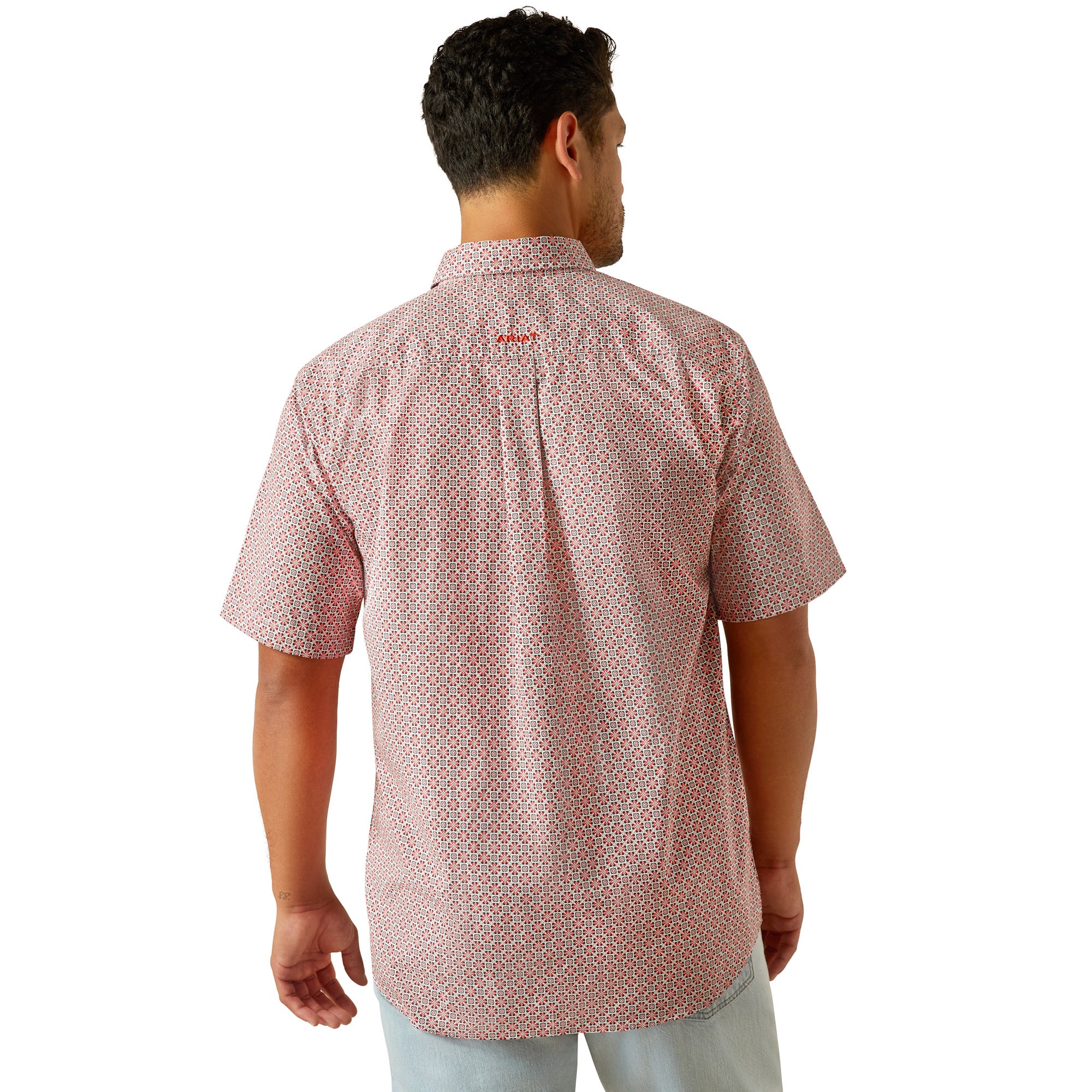 Ariat Mens Red Welch Short Sleeve Shirt - Image 2