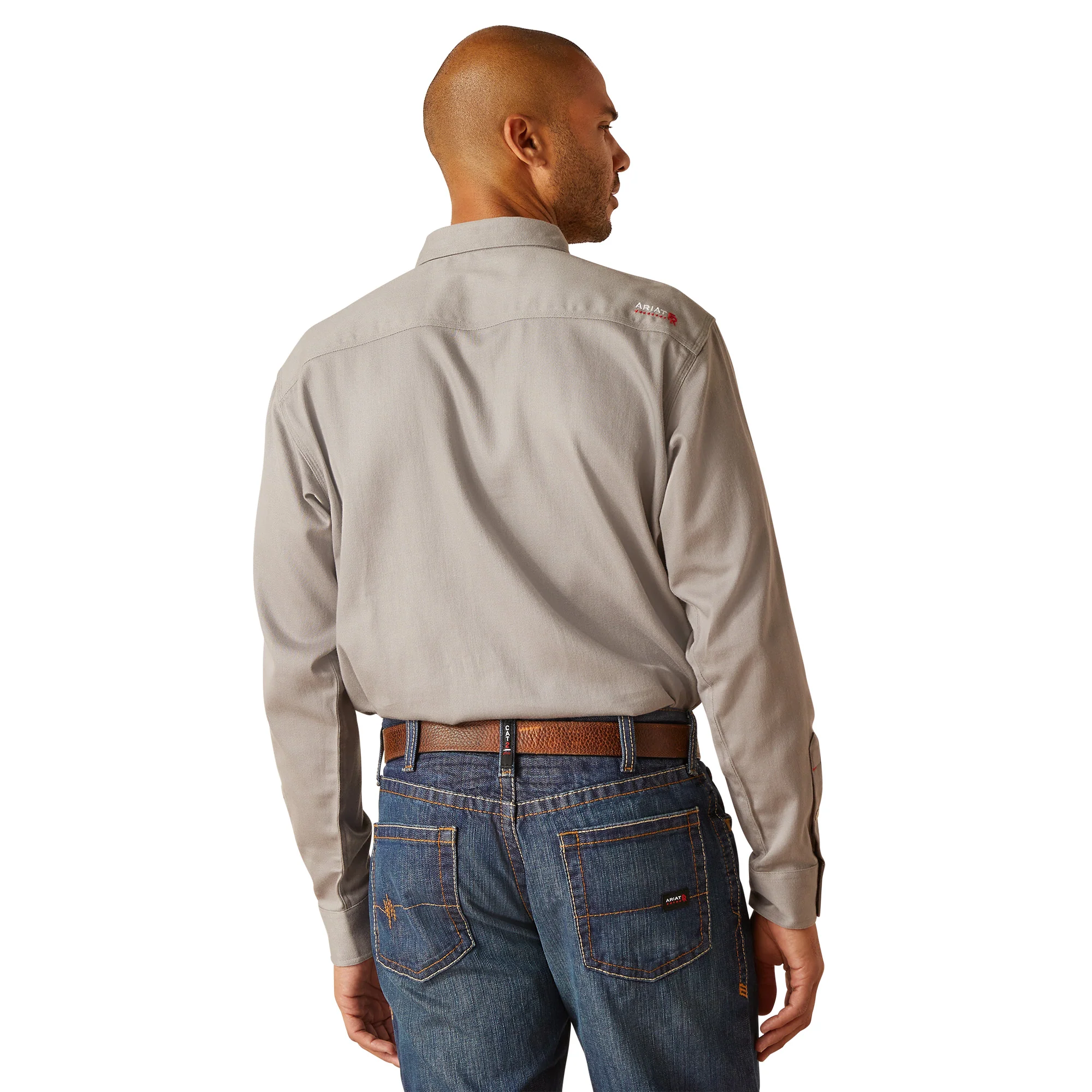 Ariat Mens Solid Grey Long Sleeve Work Shirt - Image 2