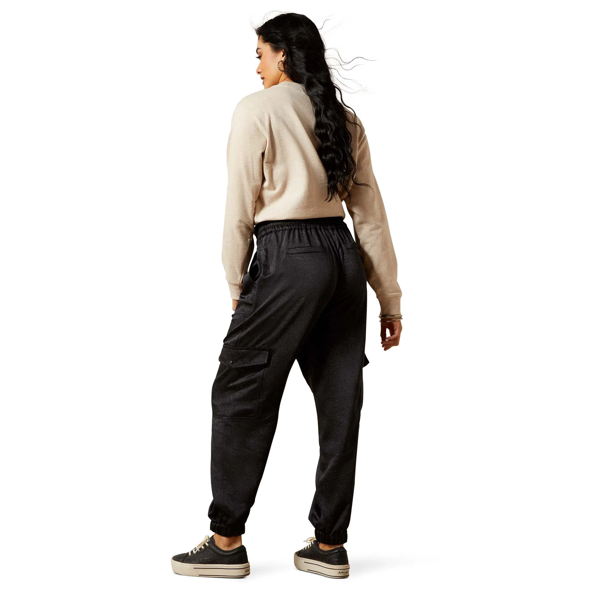 Ariat Womens Black Silky Cargo Joggers - Image 2