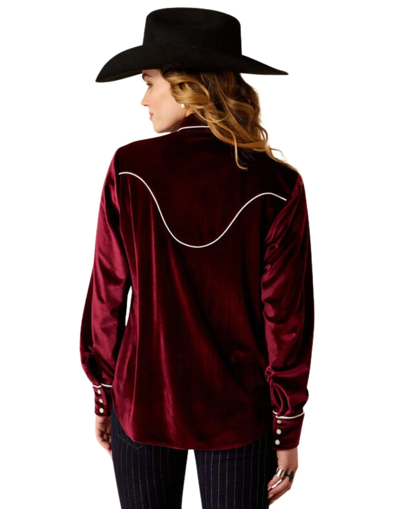 Ariat Womens Burgundy Casa Rosa Velvet Shirt - Image 2