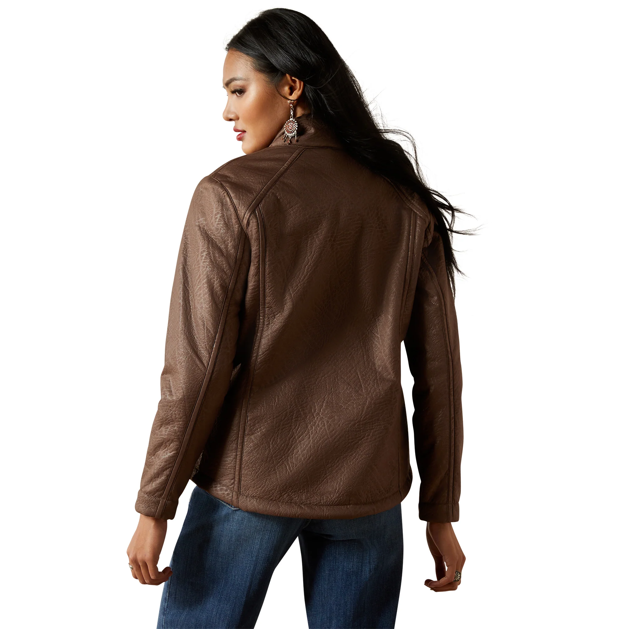 Ariat Womens Logo Softshell Faux Leather Jacket - Image 2