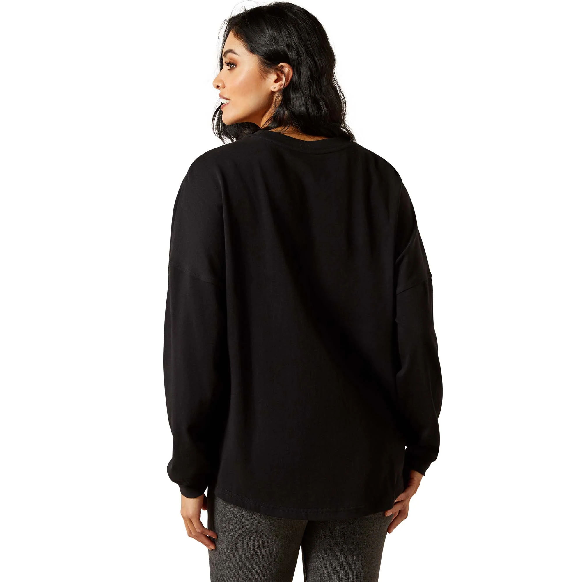 Ariat Womens Saddle Canvas Oversized Long Sleeve T-Shirt - Image 2
