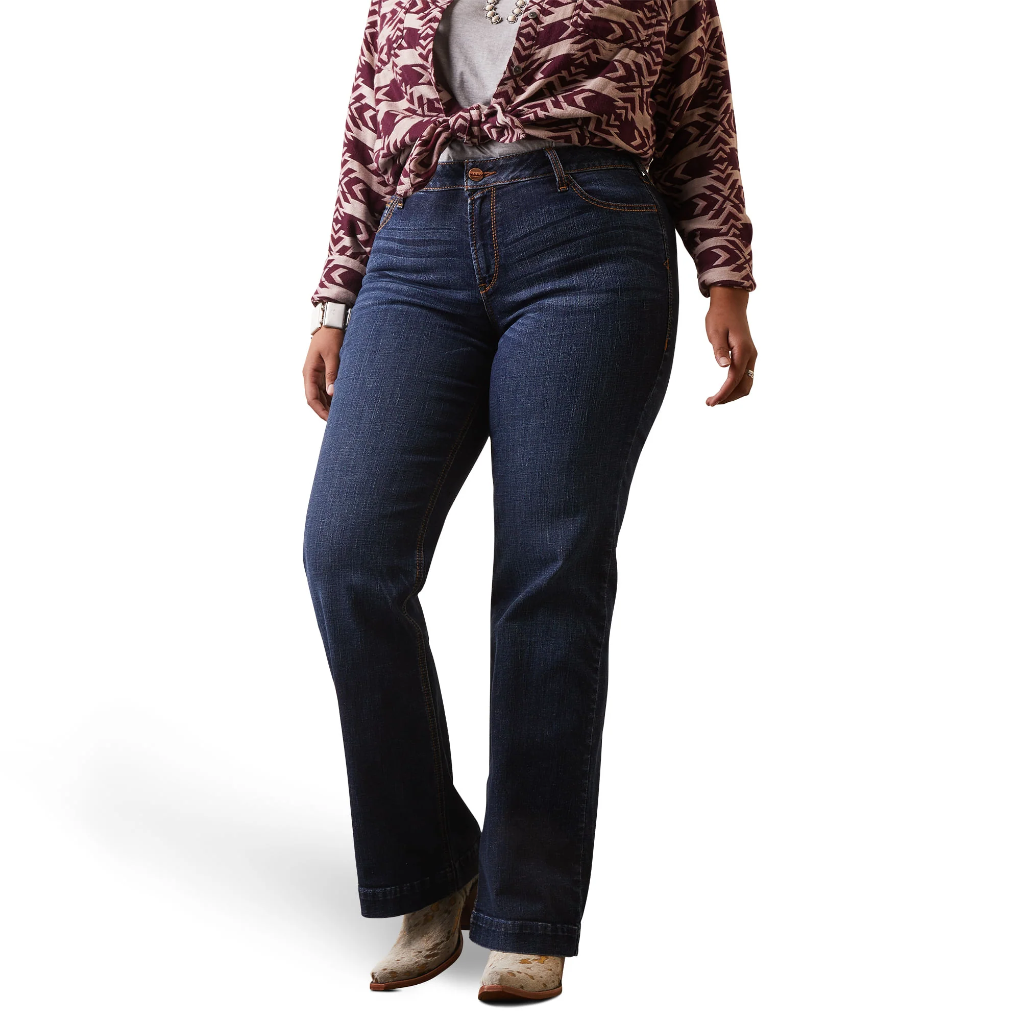 Ariat Womens Trouser Mid Rise Lexie Wide Leg Jeans - Image 2