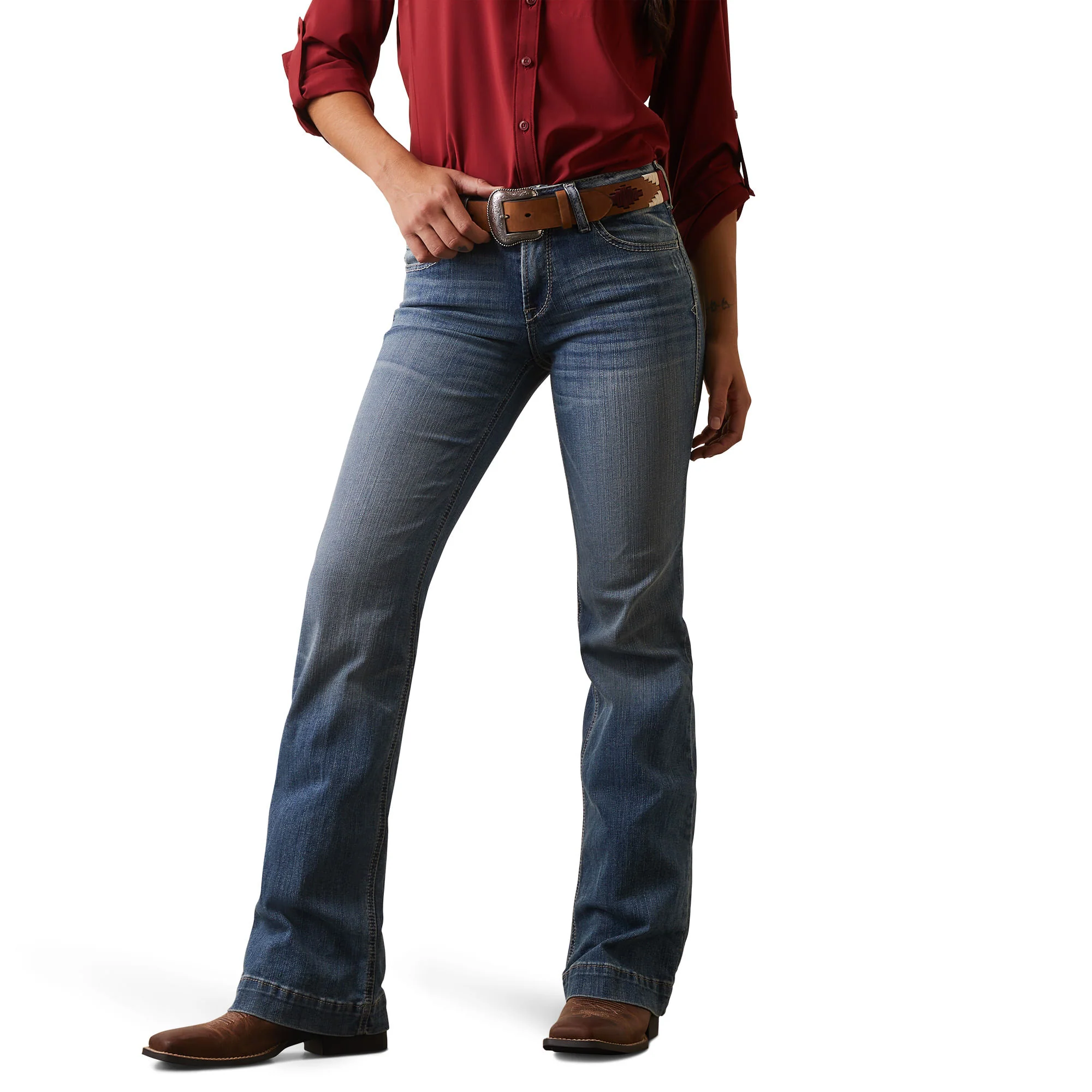Ariat Womens Trouser Perfect Rise Angelina Wide Leg Jeans - Image 2