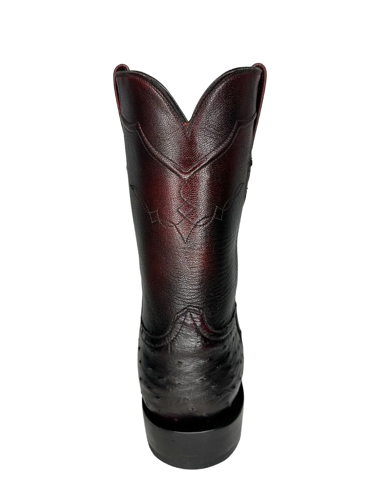 Black Jack Mens Black Cherry Ostrich Round Toe Boots - Image 3