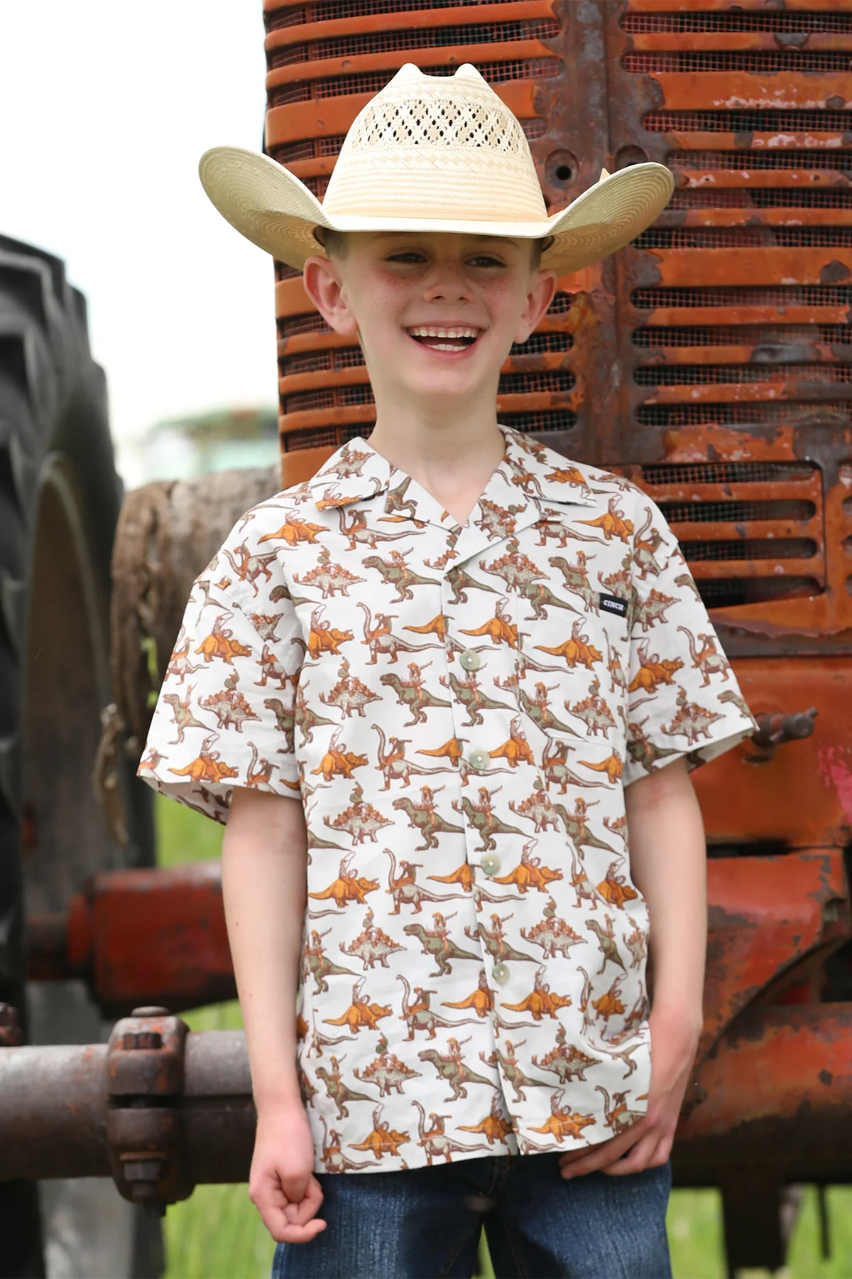 Cinch Boys Dinosaur Rodeo Short Sleeve Shirt