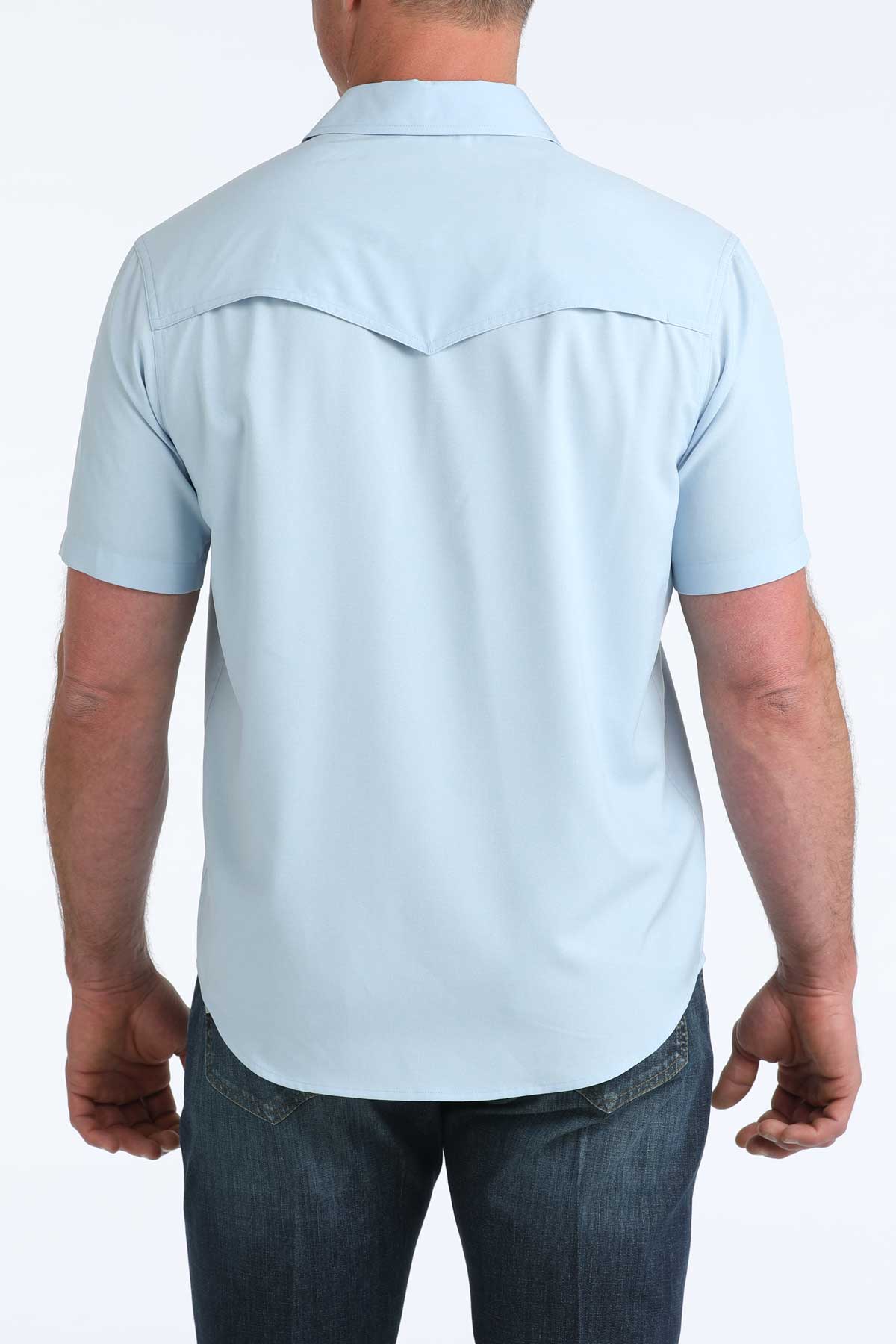 Cinch Mens Light Blue Camp Shirt - Image 2