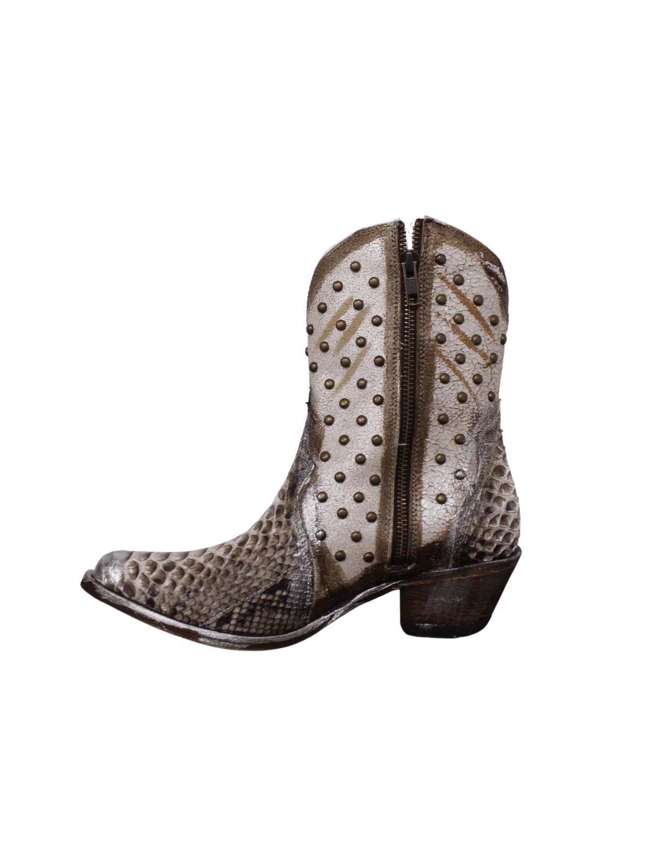 Corral Womens Natural Python Overlay and Stud Booties - Image 4