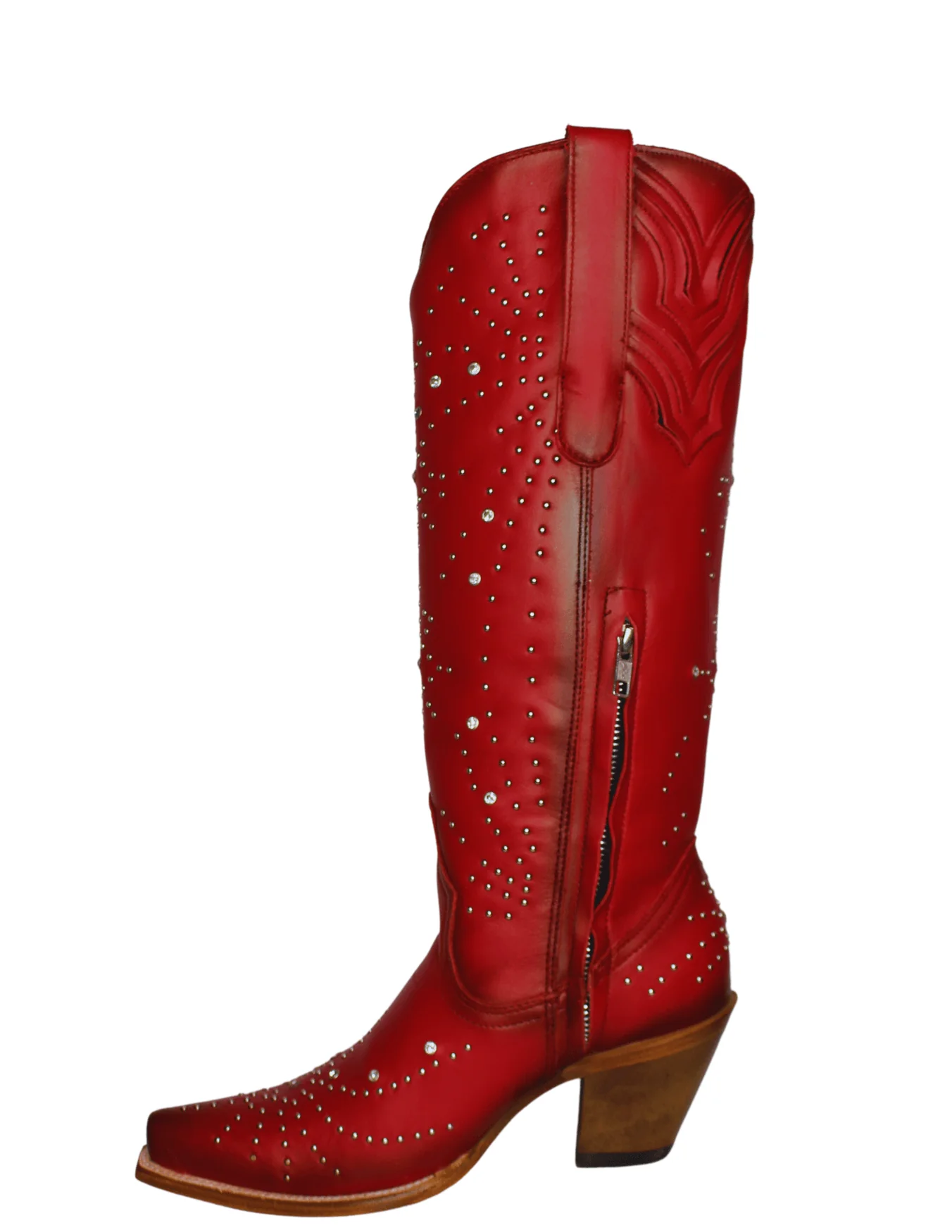 Corral Womens Red Crystal and Stud Sequence Tall Boots - Image 4