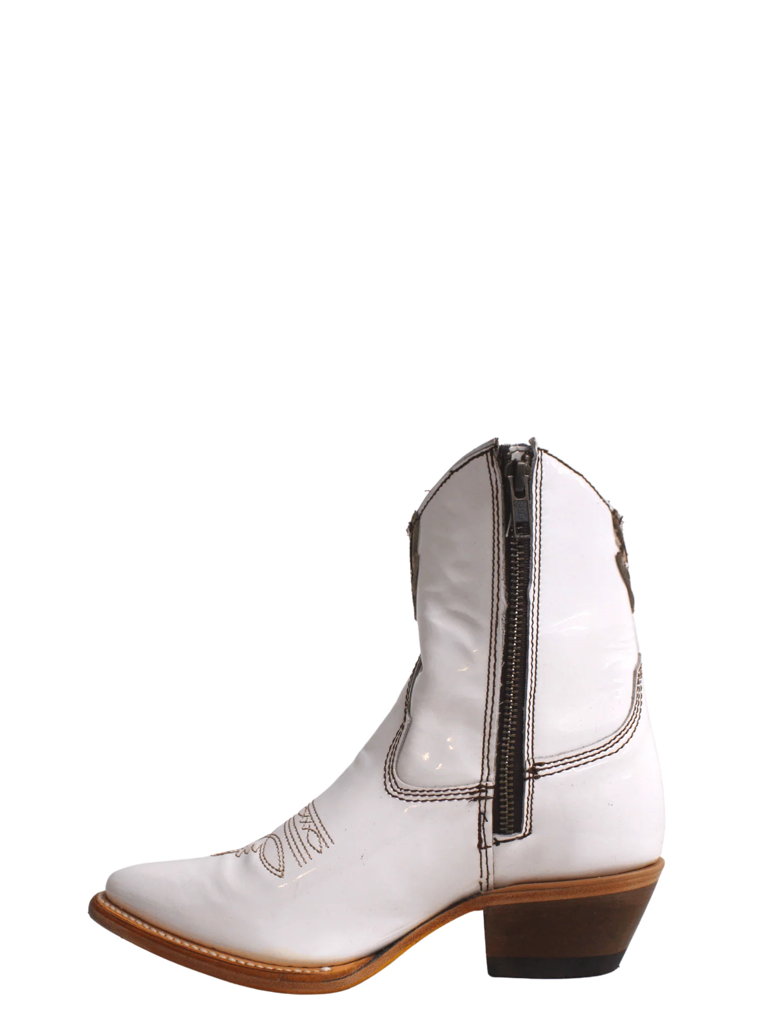 Corral Womens White Leather Overlay Booties - Image 2