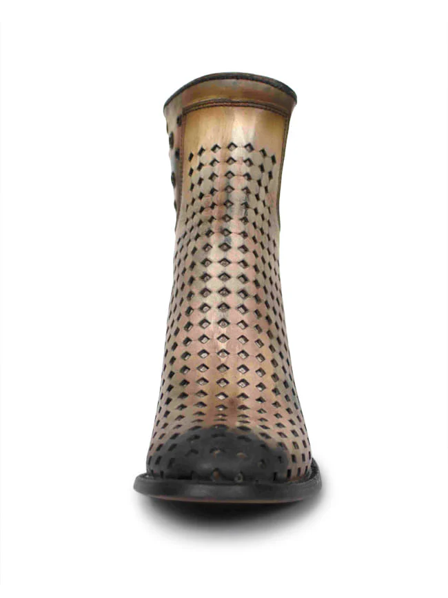 Ladies Corral Laser Punched Hand Painted Ankle Boots with Studs - Image 3