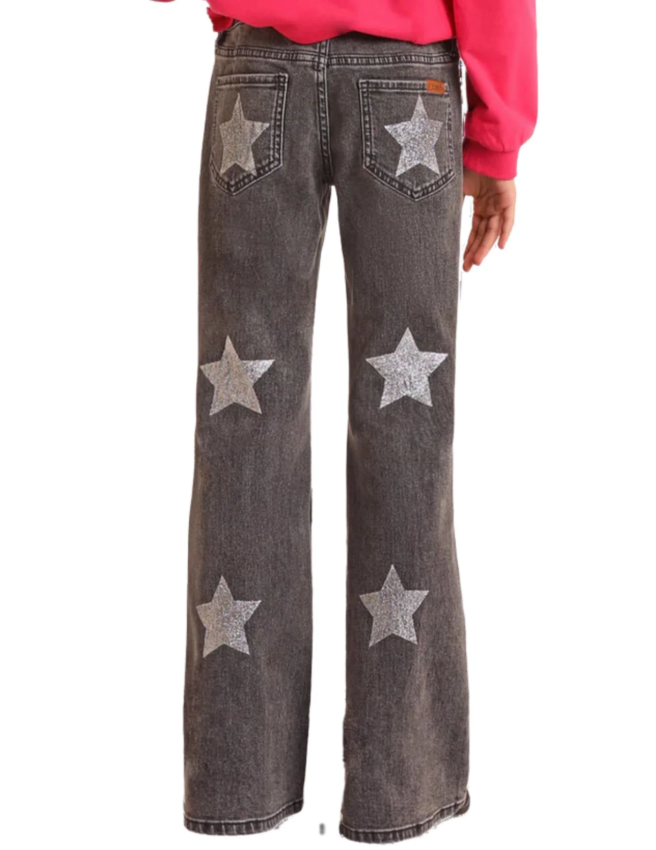 Panhandle Girls Glitter Star Print Flare Jeans - Image 2