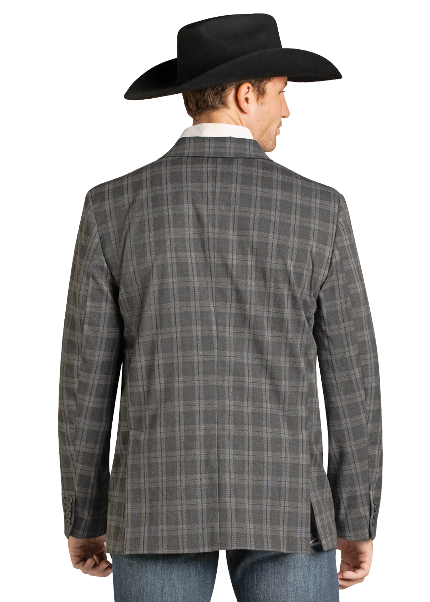 Panhandle Mens Charcoal Plaid Sport Coat - Image 2