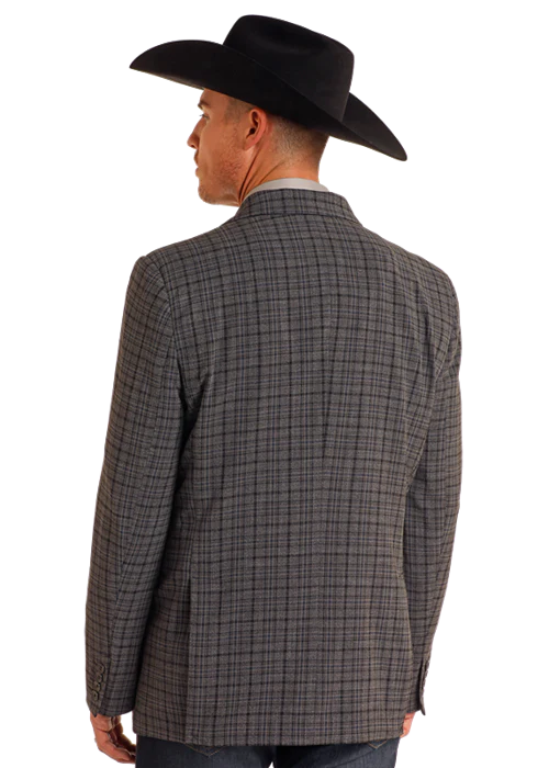 Panhandle Mens Grey Plaid Sport Coat - Image 2