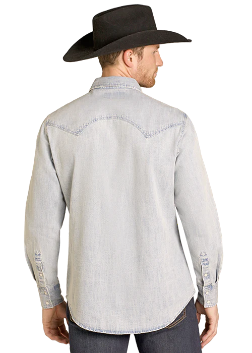 Panhandle Mens Longhorn Embellished Long Sleeve Shirt - Image 2