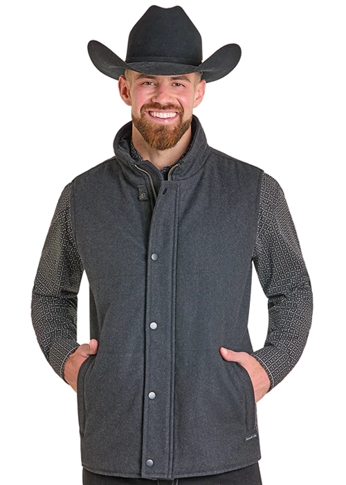 Panhandle Mens Solid Heather Wool Puffer Vest