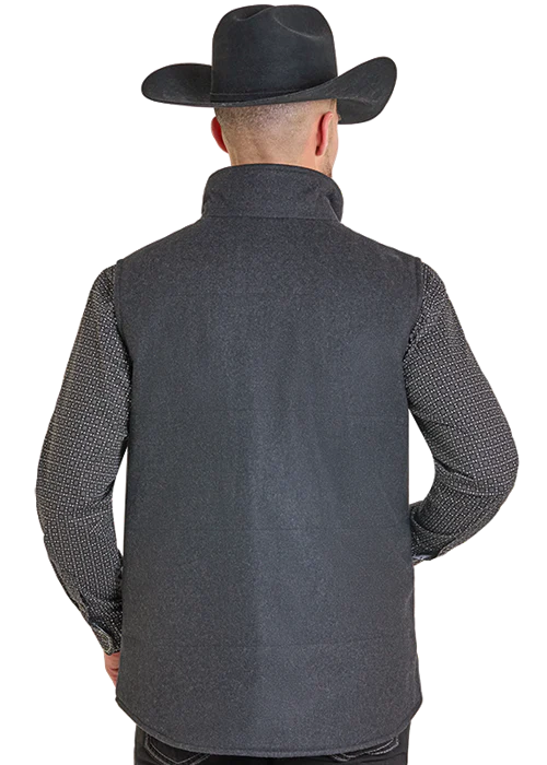 Panhandle Mens Solid Heather Wool Puffer Vest - Image 2