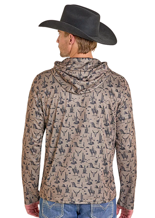 Panhandle Mens Taupe Novelty Mesh Hoodie - Image 2