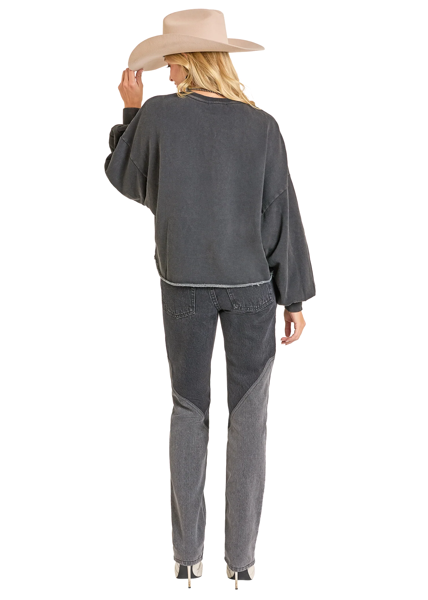 Panhandle Womens Black Embellished Cropped Sweater - Image 2