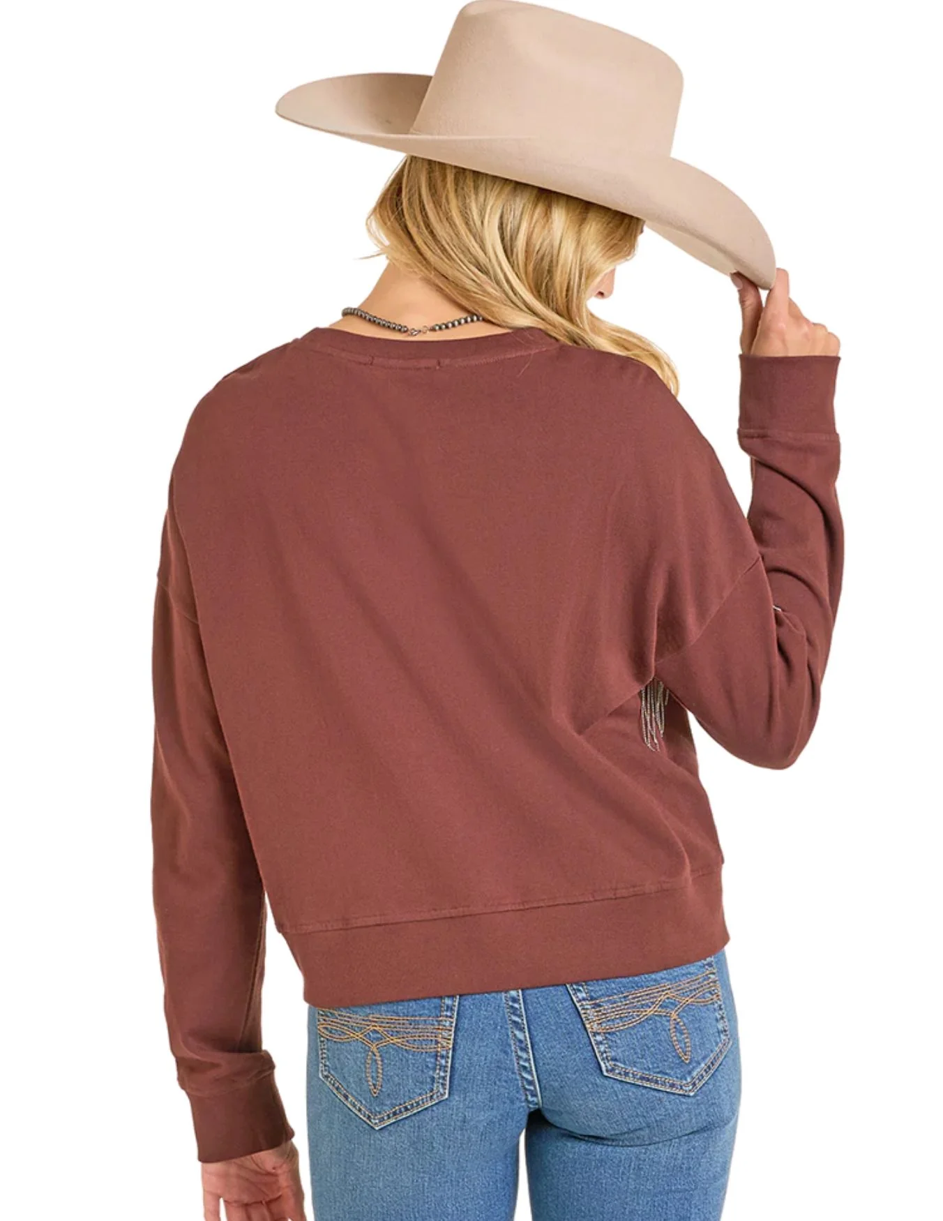 Panhandle Womens Chain Fringe Western Graphic Pullover - Image 2
