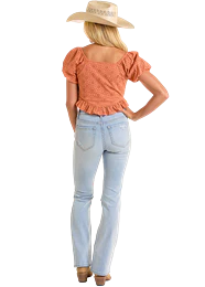 Panhandle Womens Eyelet Puff Sleeve Blouse - Image 2