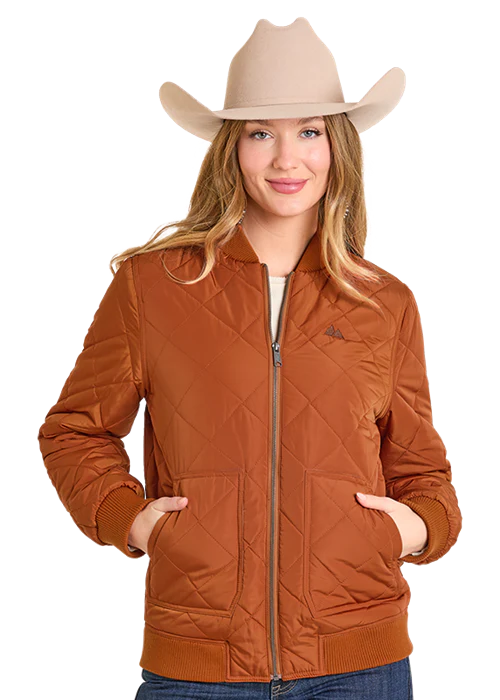 Panhandle Womens Rust Quilted Bomber Jacket