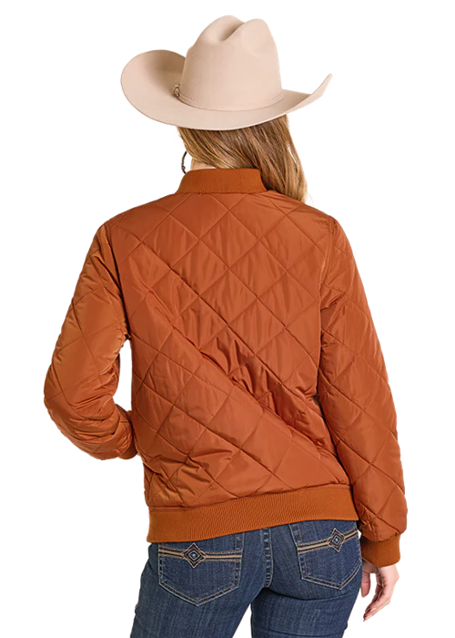 Panhandle Womens Rust Quilted Bomber Jacket - Image 3