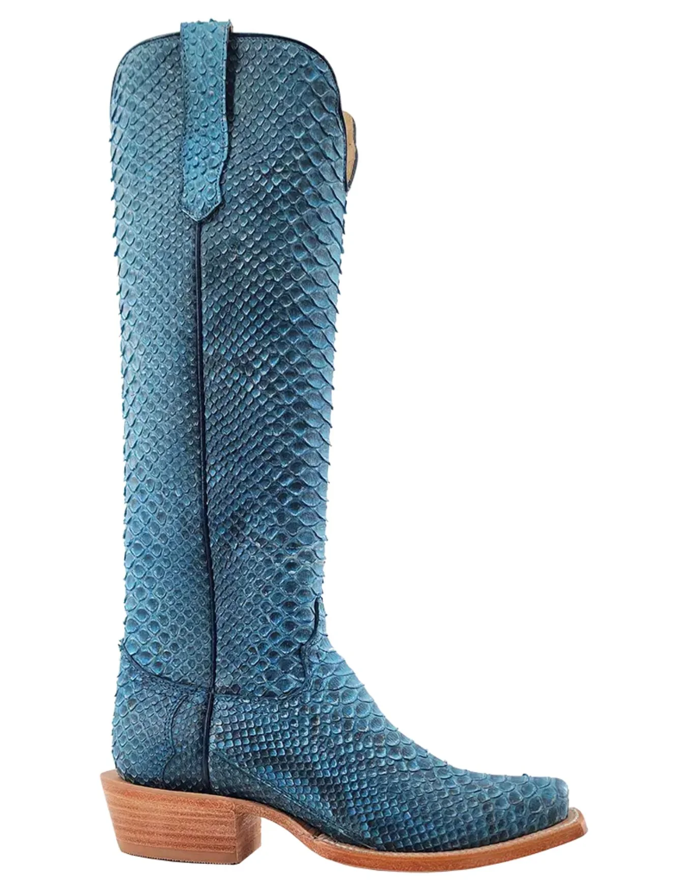 R. Watson Womens Denim Python Python Narrow Square Toe Boots - Image 3