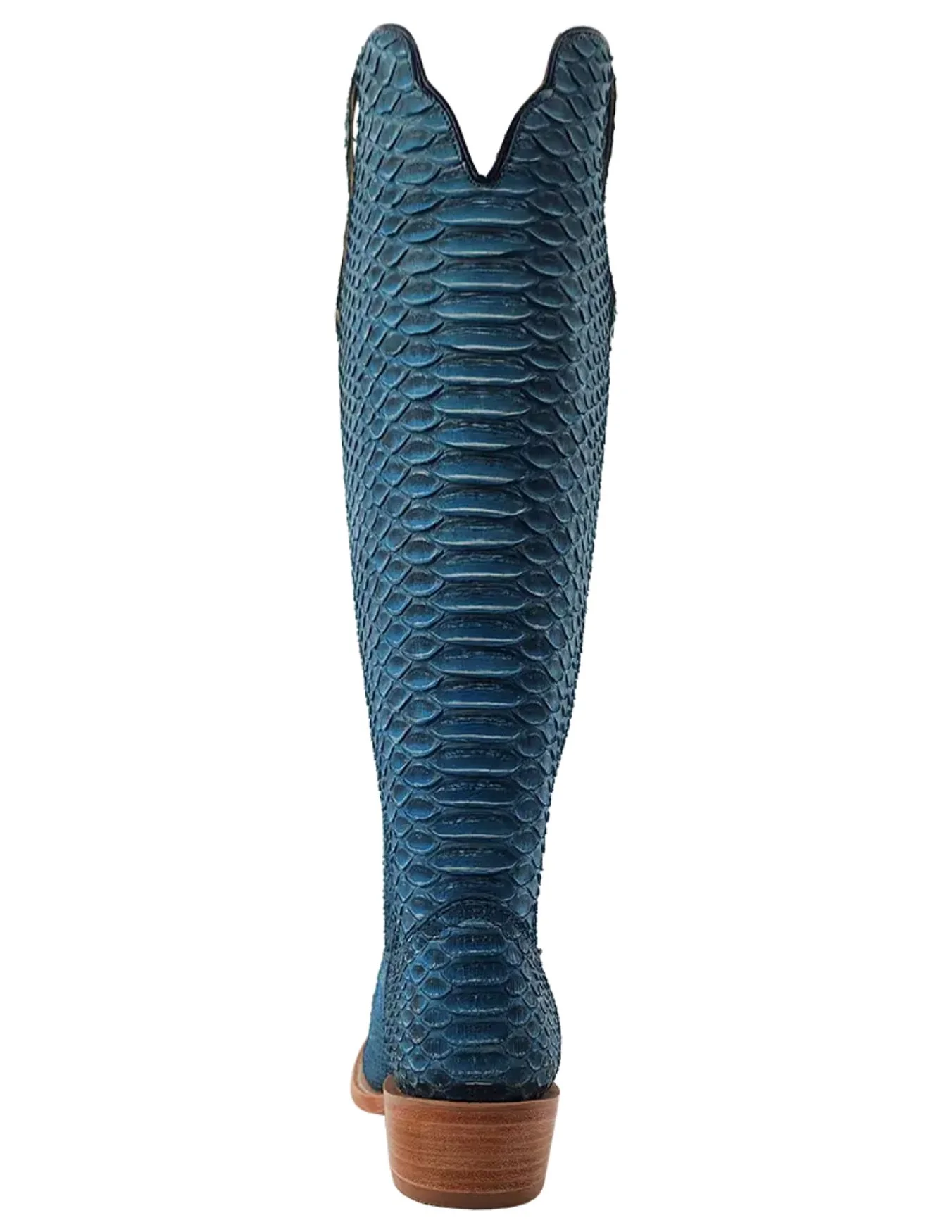 R. Watson Womens Denim Python Python Narrow Square Toe Boots - Image 4
